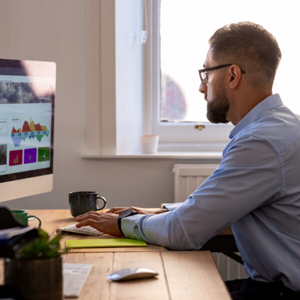 Teacher on computer